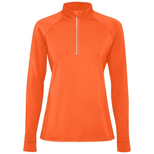 Sweatshirt promotionnel femme demi-zip recyclé technique Estambul Orange feu